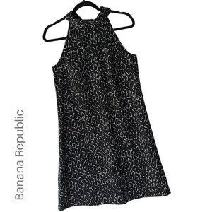 BANANA REPUBLIC | NWOT BLACK & WHITE PRINT HALTER TIE NECK DRESS BACK ZIPPER | 6